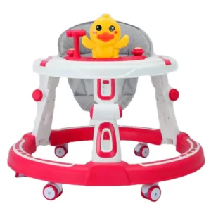 Foldable Baby Walker Plastic Wheels Adjustable Seat Height with Little Duck